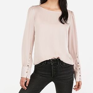 Express - Puff Sleeve Large Gold Button Cuff Top